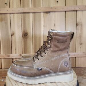 Sureway 8" 803MS-WP Boots Mens 10 Brown Leather Safety Toe Waterproof Moc Wedge